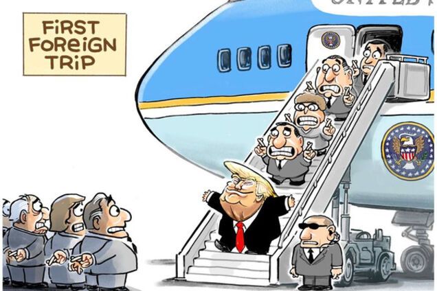Карикатура на визит Дональда Трампа