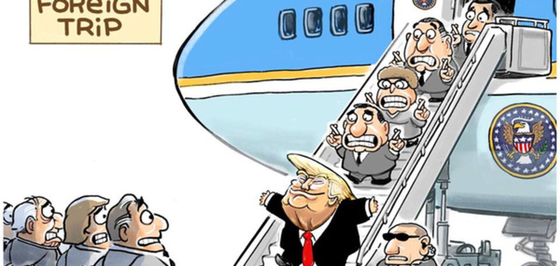 Карикатура на визит Дональда Трампа