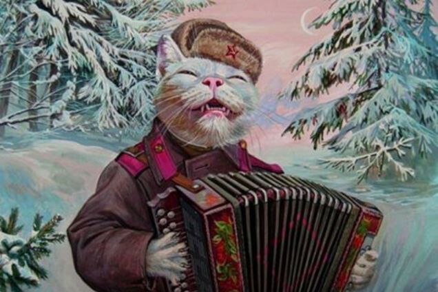 Символ России - медведь-алкаш: сосцети смеются над крымским котом-в*тником