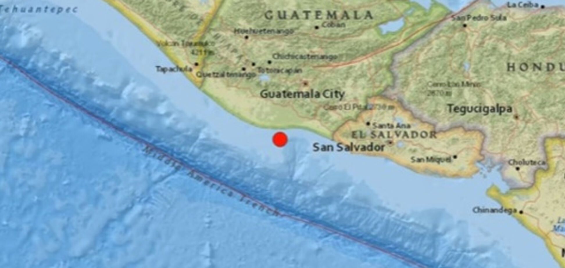 Біля берегів Гватемали стався потужний землетрус