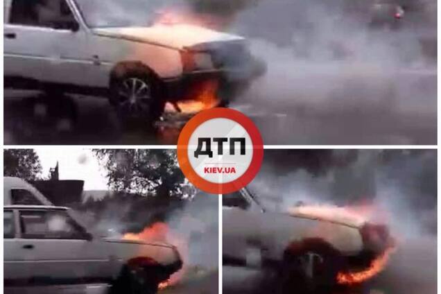 У Києві спалахнув автомобіль: фотофакт