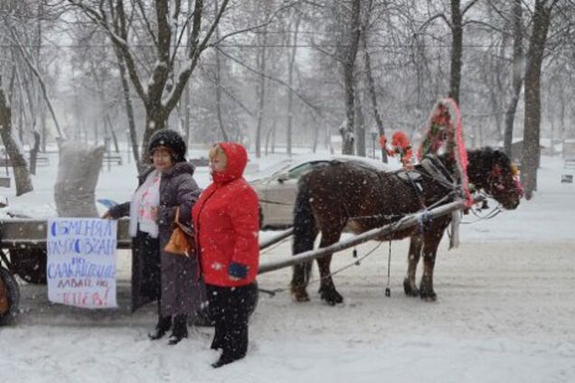 'Обміняв глухівчан на Саакашвілі - давай на Київ': Терещенкові під мерію подали коня з возом