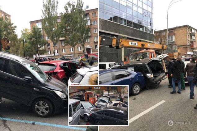 В центре Киева КамАЗ без тормозов снес 20 авто: фото и видео масштабного ДТП