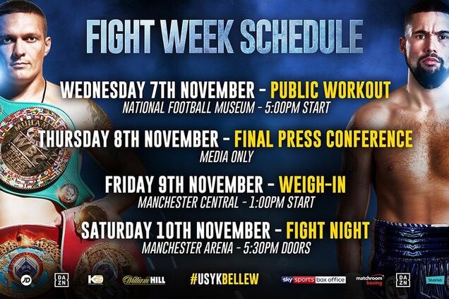 Усик - Белью: появилось полное расписание событий перед боем