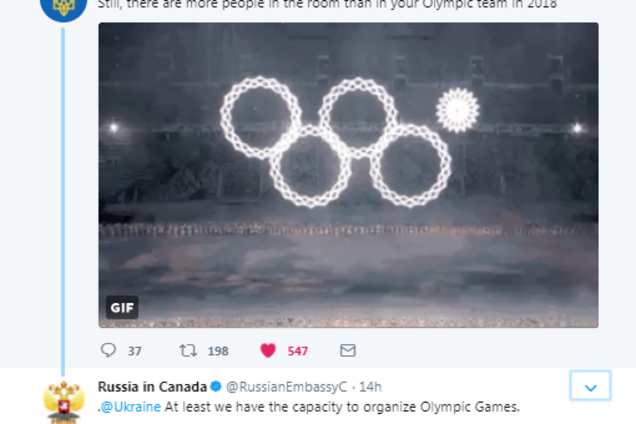 'Больше, чем ваших на Олимпиаде': Украина и Россия потроллили друг друга в соцсети