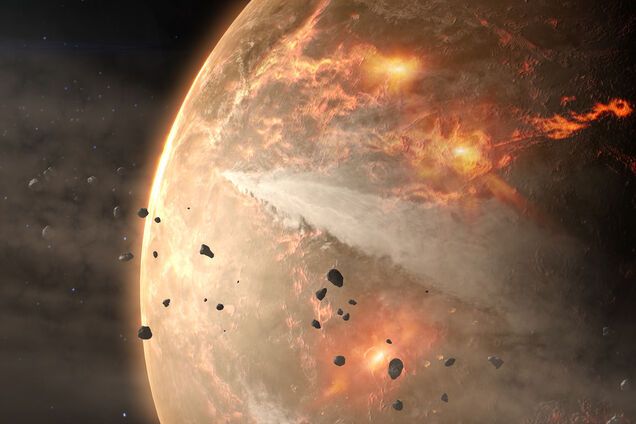 Астероид в космосе