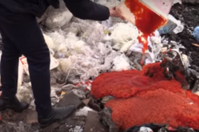 В 'ЛНР' бульдозером раздавили 85 кг красной икры