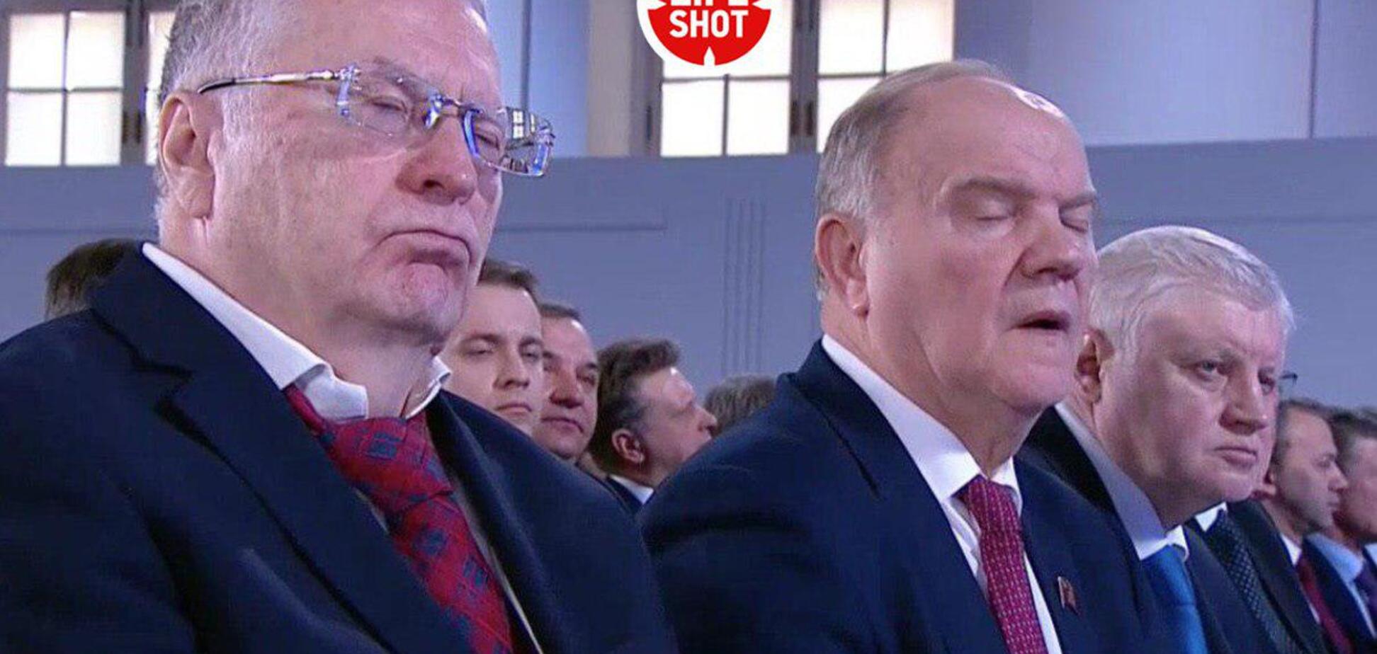 Сплять і хрестяться: з'явилися курйозні фото російської еліти з послання Путіна