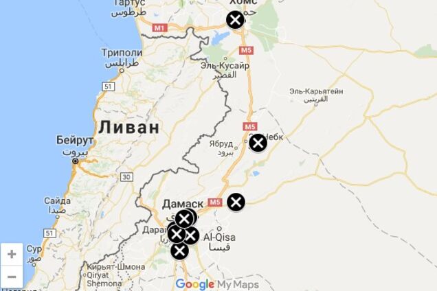 Показані цілі ударів союзників по Сирії: мапа