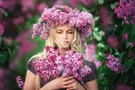 красота, женщина, цветы
