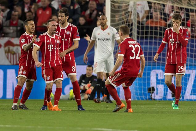 'Бавария' уверенно обыграла на выезде 'Севилью' в 1/4 финала Лиги чемпионов: видео голов