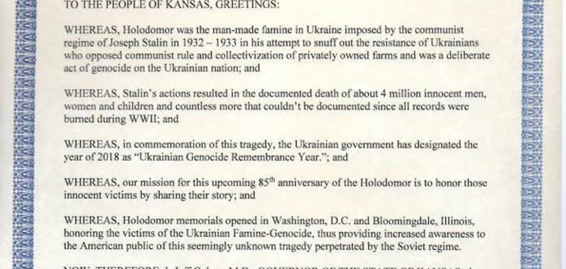 Геноцид Сталина: 10-й штат США признал Голодомор в Украине
