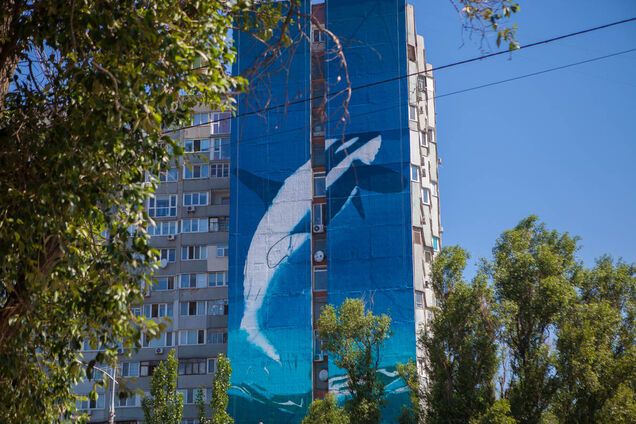 Синий кит: в Днепре появился необычный мурал. Фотофакт