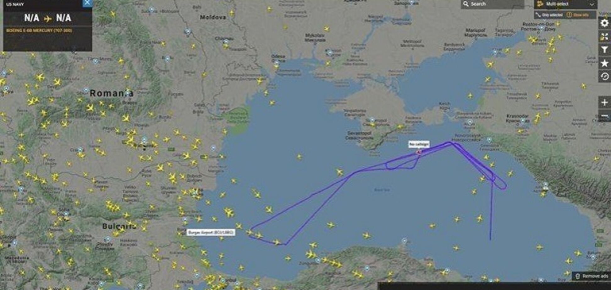 У берегов Крыма 'замельтешила' авиация США и России: кто и зачем летает над Черным морем