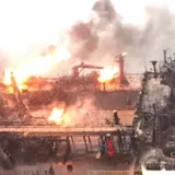 У Керченского пролива горели корабли: оккупанты показали новое видео