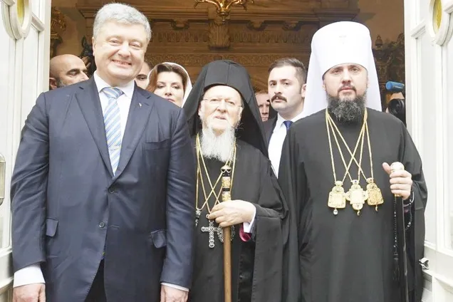 Петро Порошенко, патріарх Варфоломій, митрополит Епіфаній