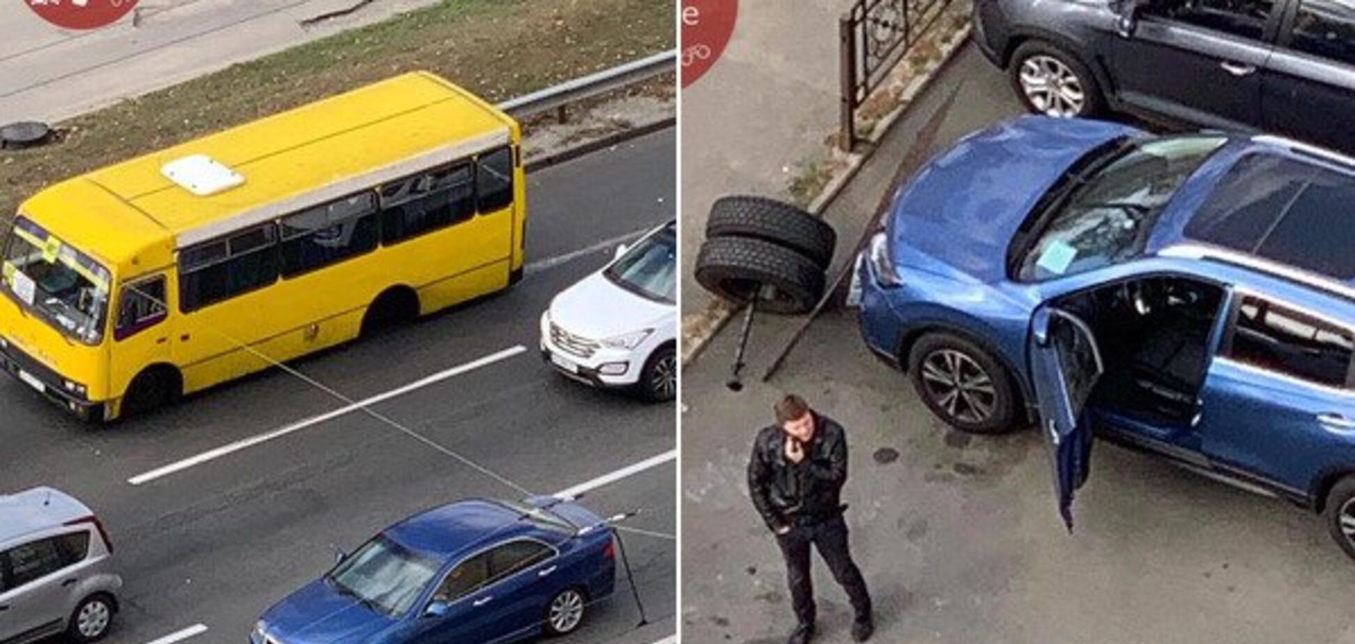 В Киеве маршрутка 'рассыпалась' посреди дороги