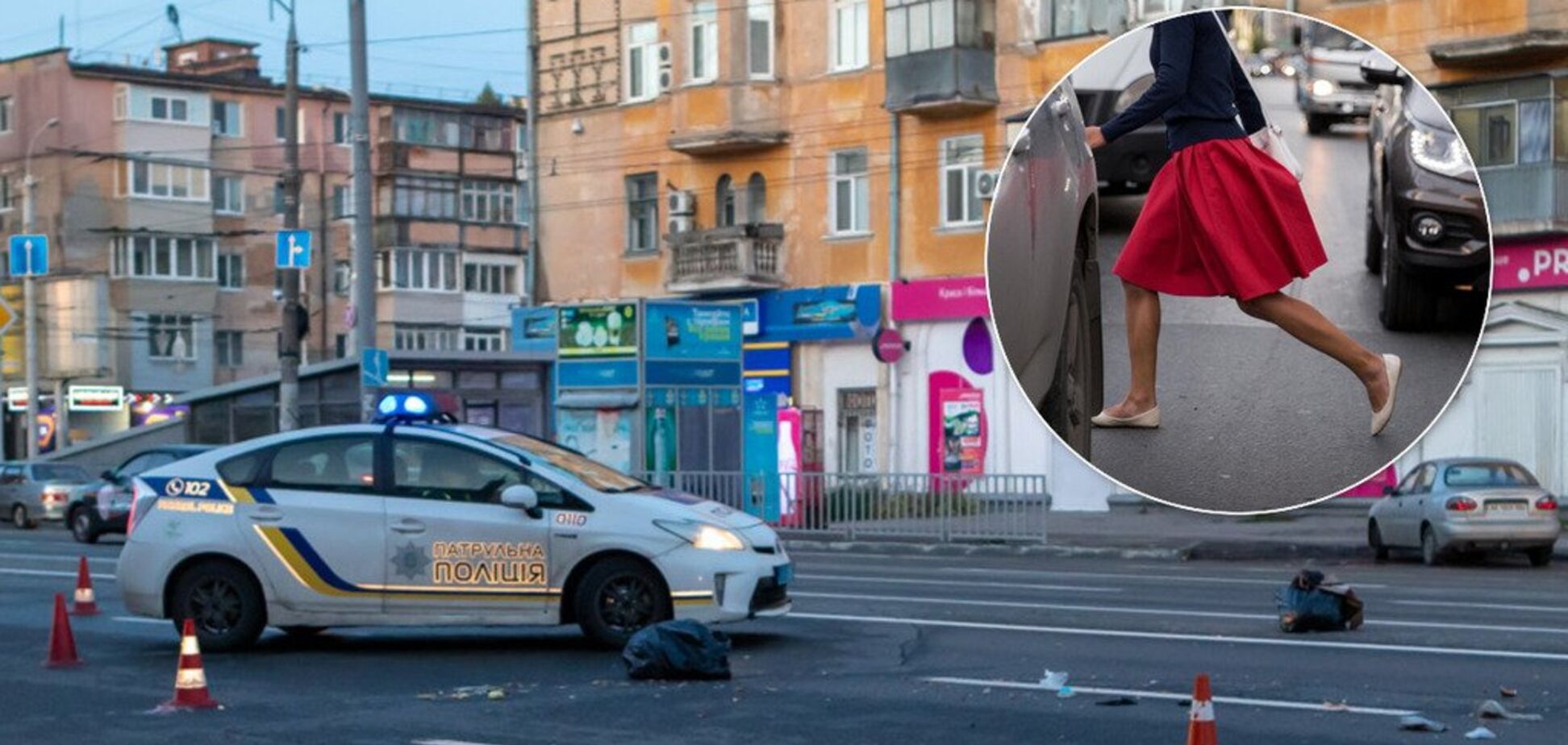 В Днепре женщина бросилась под авто: момент попал на видео