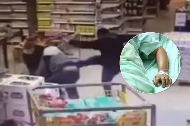В супермаркете Киева посетители до полусмерти избили охранника: фото и видео зверского побоища