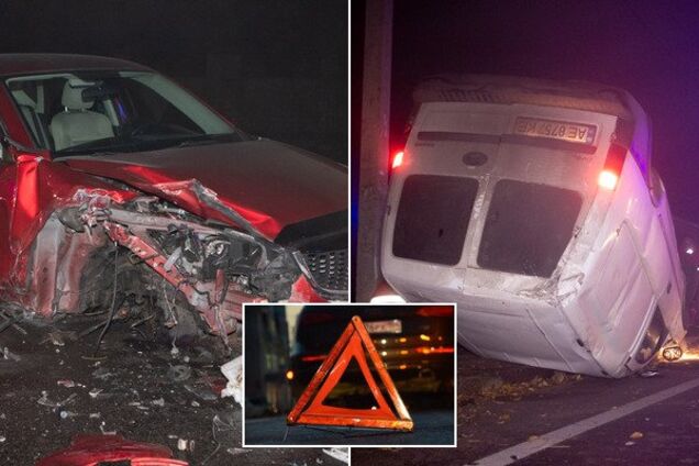 В Днепре случилось серьезное ДТП с переворотом: фото и видео с места ЧП