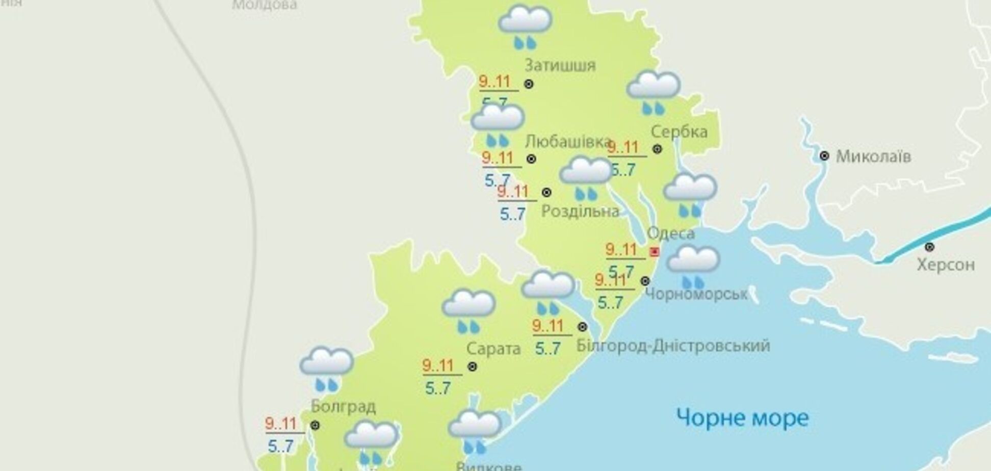 Погода в Одессе и Одесской области