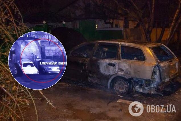 У Дніпрі за ніч згоріли 3 авто: палії потрапили на відео