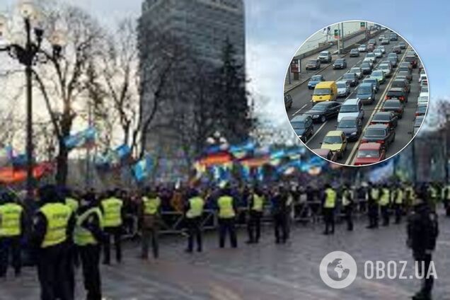 Протесты под Радой: Киев снова застрял в пробках. Карта