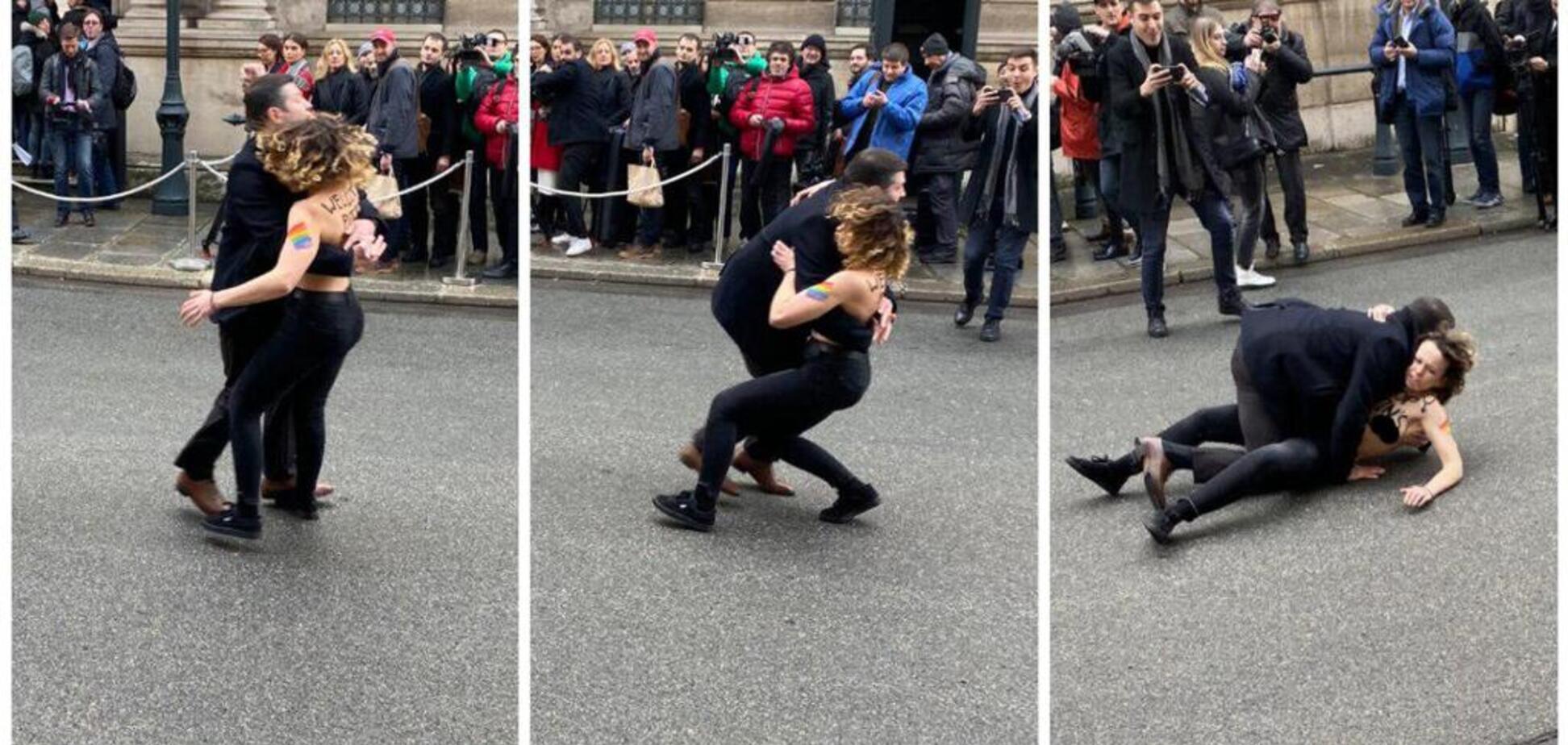 Stop Putin's war! Голые Femen прорвались через полицию в Париже