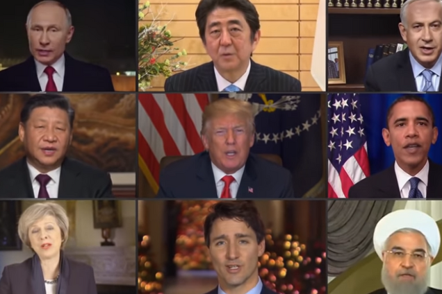 "Ни к чему убивать или умирать за кого-то": Путин, Трамп и Ким Чен Ын спели песню о мире. Видеофакт