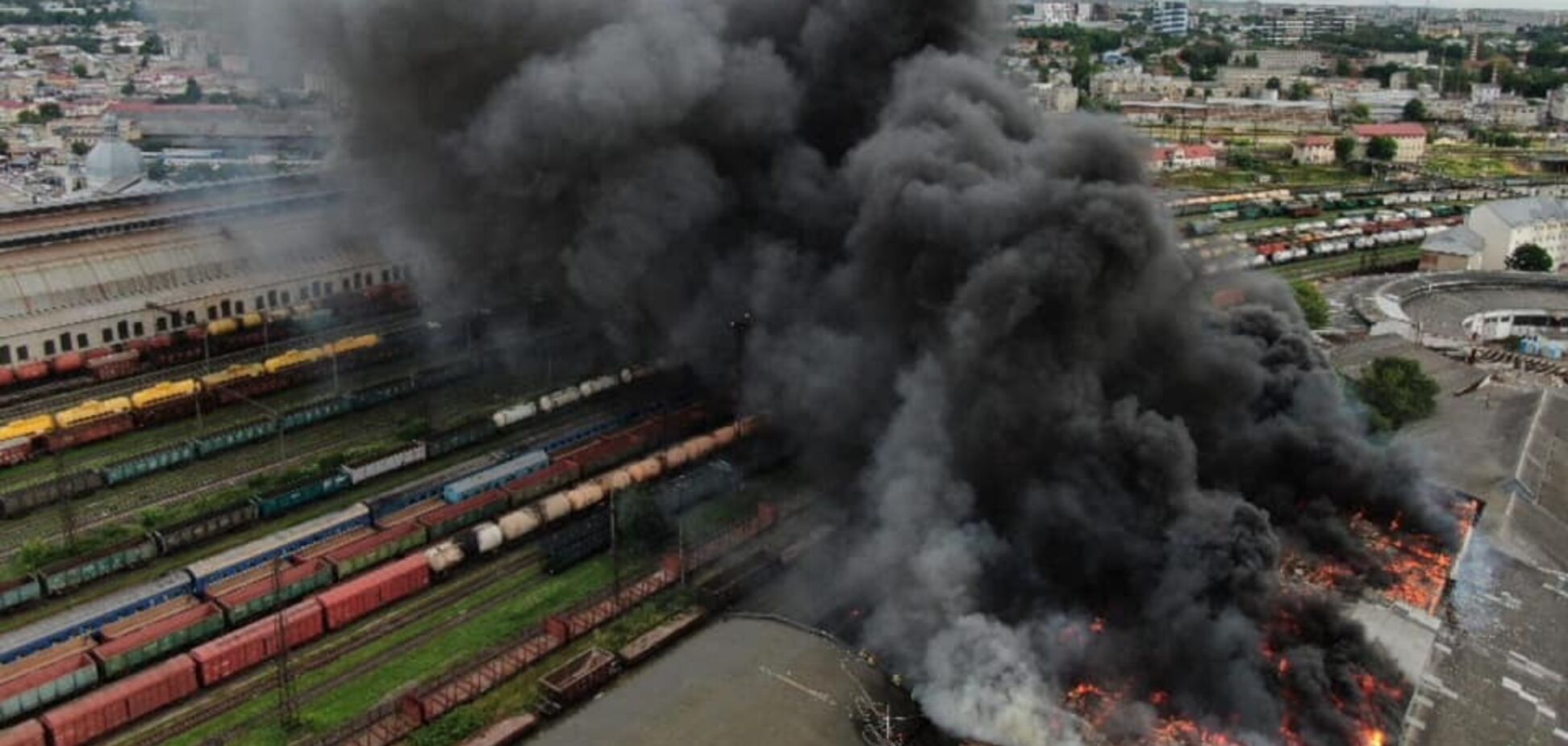 Пожар на вокзале во Львове