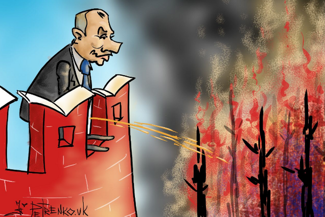 "Справляє потребу!" Український художник влучно висміяв дії Путіна у "палаючому" Сибіру