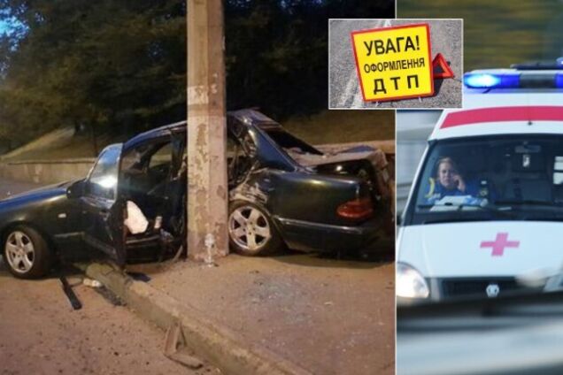В Кривом Роге легковушка влетела в столб: у водителя тяжелая травма