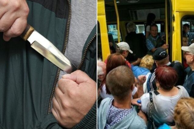 Напав з ножем: в Дніпрі чоловік влаштував криваву бійку в маршрутці