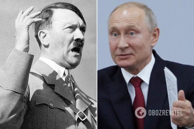 "Як під копірку": знайдені подібності Путіна та Гітлера