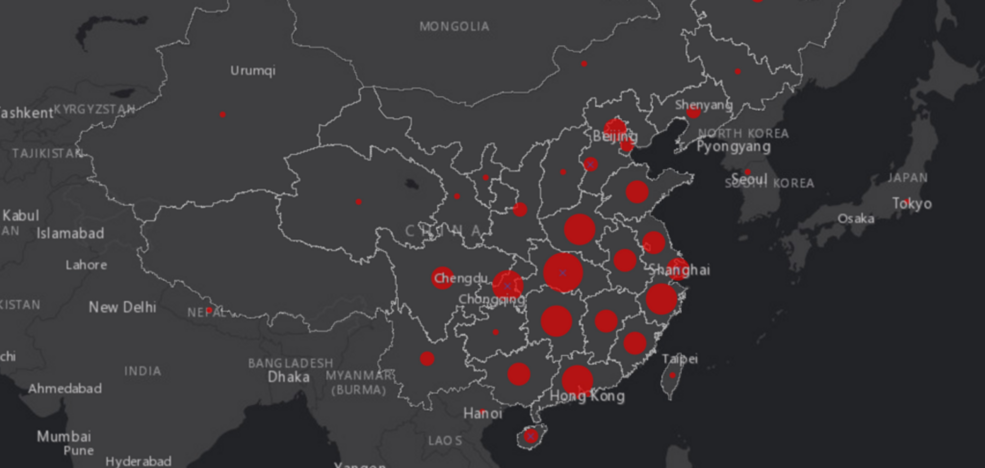 Коронавірус 2019 nCoV крокує по планеті: створена онлайн-карта поширення