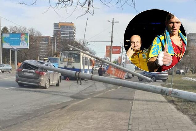 Бетонный столб упал на машину с экс-тренером Усика и Ломаченко