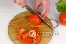 Греческий салат с курицей - Шаг 4 Греческий салат с курицей - Шаг 4