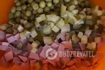 Салат оливье с колбасой - Шаг 5 Салат оливье с колбасой - Шаг 5