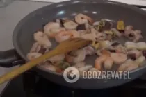 Теплый салат с морепродуктами - Шаг 5 Теплый салат с морепродуктами - Шаг 5