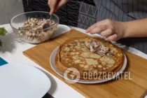 Блины с курицей и грибами - Шаг 13 Блины с курицей и грибами - Шаг 13