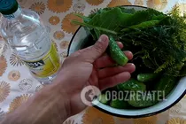 Мариновані огірки з оцтом і часником - Крок 1 Мариновані огірки з оцтом і часником - Крок 1
