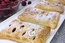 Листкові булочки з вишнею - Крок 10 Листкові булочки з вишнею - Крок 10