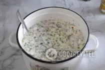 Окрошка с колбасой - Шаг 8 Окрошка с колбасой - Шаг 8