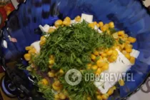 Салат с плавленым сыром и кукурузой - Шаг 6 Салат с плавленым сыром и кукурузой - Шаг 6