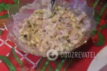 Салат с сыром и ветчиной - Шаг 6 Салат с сыром и ветчиной - Шаг 6