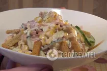 Салат с сухариками, ветчиной и сыром - Шаг 7 Салат с сухариками, ветчиной и сыром - Шаг 7