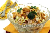 Салат з кукурудзою і сухариками - Крок 7 Салат з кукурудзою і сухариками - Крок 7