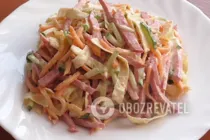 Салат с омлетом и колбасой - Шаг 8 Салат с омлетом и колбасой - Шаг 8
