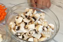 Салат с омлетом и грибами - Шаг 2 Салат с омлетом и грибами - Шаг 2