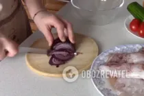 Пісний салат з кальмарами - Крок 1 Пісний салат з кальмарами - Крок 1